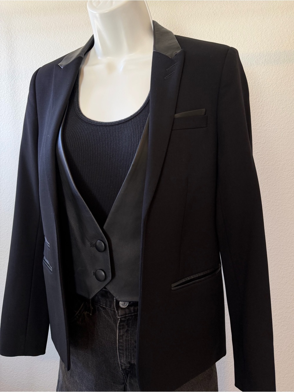 Kooples Blazer with Leather‎ Detailing
